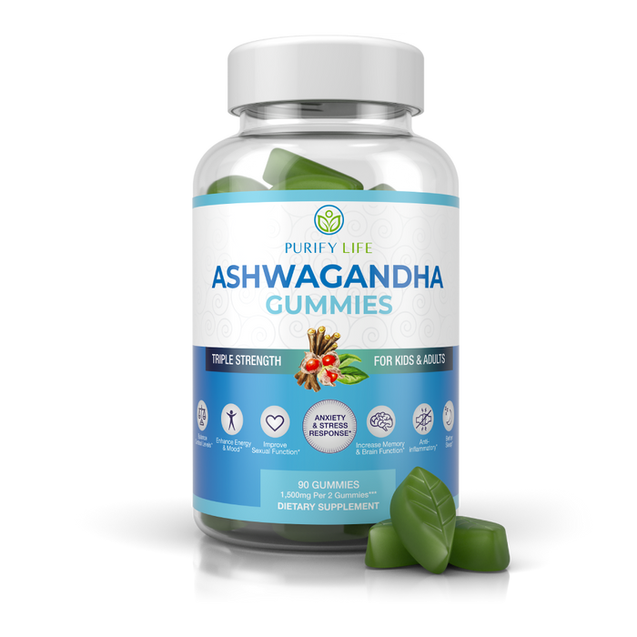 Ashwagandha Gummies for Anxiety & Stress Relief - Vegan Mood Support for Men & Women 90ct